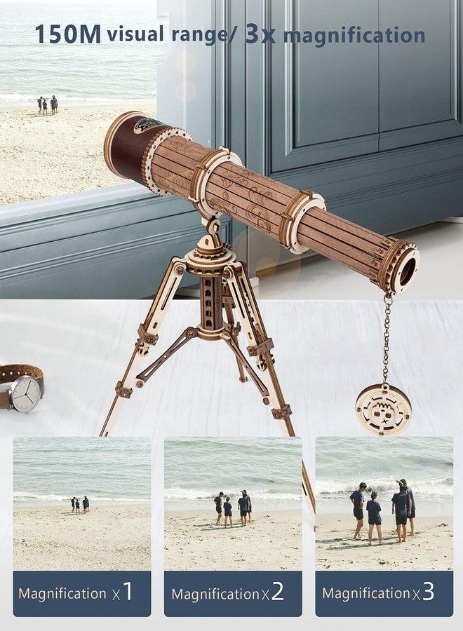 ROKR 3D Puzzles for Adults Wooden Telescope Building Model Kit with Tripod for Adults -3X Magnification Science Kit Gifts for Adult - Image 3